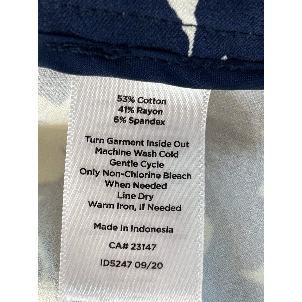 Talbots Chatham Ankle Pant 6P Navy White Floral Side Zip Stretch Cotton Trousers - Picture 8 of 10